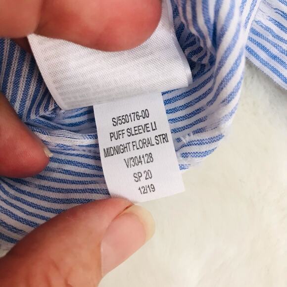 Banana Republic Floral Puff Sleeve Blouse Top Smart Prep Beach Clean Romantic, S - Picture 10 of 11